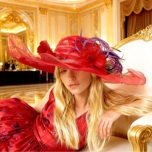 Chic Red and Purple Women's Hat